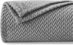 NEWCOSPLAY Super Soft Twin Blanket Grey Premium Silky Flannel Fleece Leaves Pattern Lightweight Bed Blanket All Season Use (Grey, Twin(60"x80"))