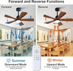 42 Inch Ceiling Fans with Lights and Remote Control, Outdoor Ceiling Fan for Patios, Black Ceiling Fan with Lights for Bedroom, Noiseless DC Motor, Dimmable Led 5 Solid Wood Blades