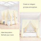 Akiky Ivory Canopy Bed Curtains with Lights 8 Panel Canopy Curtains Drapes for King Size Bed Large Rod Pocket Sheer Canopy Bed Drapes