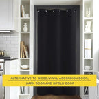 NICETOWN Faux Folding Accordion Doors, Front Door Curtains for Doorway, Privacy Blackout Living Room Bedroom Divider/Sliding Patio Decoration (1 Panel, 9ft Tall x 5ft Wide, Black)