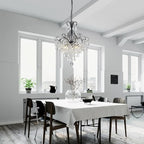 WUZUPS Crystal Chandelier 5-Light Pendant Ceiling Light Modern Lighting Fixture for Dining Room Hallway Bedroom Kitchen Bathroom, H 22.4" x W 18.3", E12 Base, Black