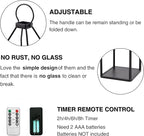 Perfnique Modern Farmhouse Lantern Decor, 15'' 13'' Set of 2 Black Metal Lantern, 2 LED 6hr Timer Flameless Candles ＆ Remote Timer, Lanterns Decorative for Outdoor, Home, Indoor, Patio, Christmas