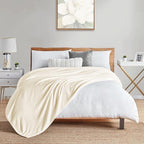 Walensee Fleece Blanket Plush Throw Fuzzy Lightweight (Twin Size 60x80 Cream) Super Soft Microfiber Flannel Blankets for Couch, Bed, Sofa Ultra Luxurious Warm and Cozy for All Seasons