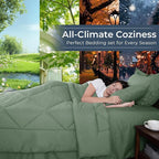 HEVUMYI Sage Green King Comforter Set - 7-Piece All Season Bed in a Bag King, Ultra Soft Bedding Set with Comforter, Flat Sheet, Fitted Sheet, Pillowcases, Pillow Shams, Sage Green