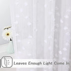 MYSKY HOME Pom Pom White Sheer Curtains for Bedroom Girls Room Curtains 72 Inches Long for Nursery Kids Light Filtering Boho Window Drapes, Rod Pocket, 52" Wide, 2 Panels