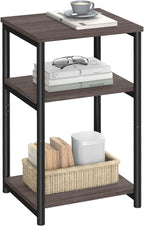 VASAGLE Side Table, Small End Table, Tall Nightstand for Living Room, Bedroom, Office, Bathroom, Chestnut Brown and Classic Black ULET273B74