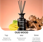 M&SENSE Minimalist Large Reed Diffuser 300ml, Oud Wood Scented with Natural Essential Oils, Long Lasting with 7 Sticks, Non-Toxic Home Fragrance for Bedroom, Bathroom Decor