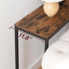 78.7" Console Table with Power Outlet, 11.8" Wide Narrow Sofa Table, Industrial Entryway Table with USB Ports, Behind Couch for Entryway, Hallway, Foyer, Living Room, Rustic Brown CTHR320E01