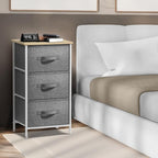 Sorbus Nightstand with 3 Drawers - Bedside Furniture & Night Stand End Table Dresser with Steel Frame, Wood Top, Easy Pull Fabric Bins for Home, Bedroom Accessories, Office & Dorm