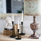 Rustic Cast Iron Taper Candle Holder - Set of 3 Vintage Candle Stands, Candlestick Holders for Wedding, Dining, Party Décor (Black)
