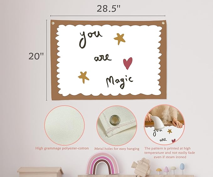 Baby Kids Growth Affirmation Stuff Nursery Above Crib Bedroom Playroom Reading Room Wall Decor Hanging Rectangular Banner Flag Sign Wall Art Baby Shower Baptism Birthday Christmas Gift You are Magic