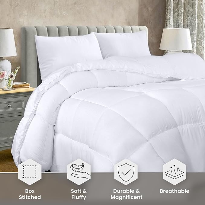 Utopia Bedding Comforter Duvet Insert, Quilted Comforter with Corner Tabs, Box Stitched Down Alternative Comforters Twin XL Size (White)