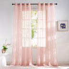 NICETOWN Light Pink Sheer Curtains for Girls Room 84 inch Length, Grommet Casual Voile Sheer with Light Filtering Window Treatments for Nursery Room, 2 Panels, W54 x L84