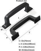 khtumeware 10 Pack 3 Inch Black Cabinet Pulls and Drawer Handles - Matte Black, Stylish Hardware for Cabinets and Cupboards
