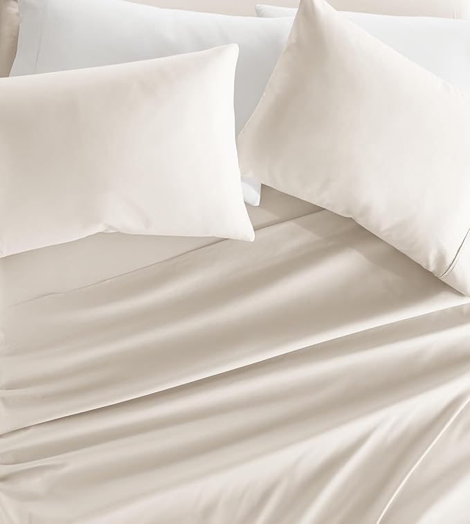 Linen Market Double-Brushed Microfiber Full Sheet Set 4 Piece – Oeko-TEX Certified Ultra Soft & Wrinkle-Free - 16" Deep Pocket Sheets - Easy Care Full Size - Ivory
