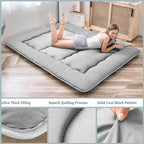 MAXYOYO Japanese Floor Mattress, Thicken Daybed Futon Sleeping Pad Foldable Roll Up Mattress Boys Girls Dormitory Floor Lounger Bed Couches and Sofas, Grey, Twin Size