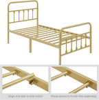 Yaheetech Classic Metal Platform Bed Frame Mattress Foundation with Victorian Style Iron-Art Headboard/Footboard/Under Bed Storage/No Box Spring Needed/Twin Size Antique Gold