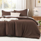 Litanika Comforters Brown Super King Plus Size, 3 Pieces Lightweight Solid Bedding Set & Collections, All Season Fluffy Bed Set (128x120In Comforter & 2 Pillowcases)