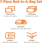 Amazon Basics Microfiber Kids' Bed-in-a-Bag 7-Piece Bedding Sheet and Comforter Set, Full/Queen, Unicorn Print