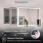 Keonjinn 72 x 32 Inch LED Bathroom Mirror with Lights, Large Wall Mounted Vanity Mirror, UL Listed LED Driver, HD Tempered Glass, Easy Installation, Anti-Fog, Memory Dimmable 6000K, CRI 90+