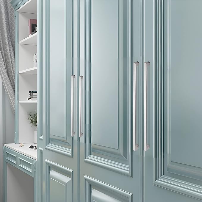 Cabinet Pulls Brushed Nickel Cabinet Handles Square Drawer Pulls, 40 Pack 6-1/4 Inch Stainless Steel Kitchen Door Cupboard Cabinet Handles, Cabinet Hardware Drawer Handles, 160mm Hole Centers