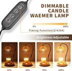 Dimmable Flower Candle Warmer Lamp, Blue Candle Warmer with Timer & 4Bulbs, Womens Gifts for Christmas Birthday, Unique Home Decor for Bedroom Living Room Decor Aesthetic