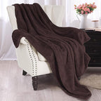 Exclusivo Mezcla Fleece Throw Blanket Extra Large, Super Soft and Warm Blankets for Couch, Sofa and Bed Waffle Textured, Cozy, Fuzzy and Lightweight (Coffee, 50x70 Inches)