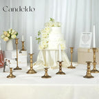 Gold Candlestick Candle Holders: Tall Taper Candles Stick Holder Wedding Decor Set of 10 Dinning Table Centerpiece Vintage Metal Candle Stand