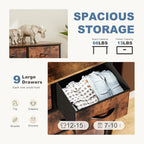 DUMOS Dresser for Bedroom, Storage Organizer with 9 Drawers, Chest of Drawers with Fabric Bins, Sturdy Metal Frame, Wood Tabletop for Guest Room, Closet, Entryway, Nursery
