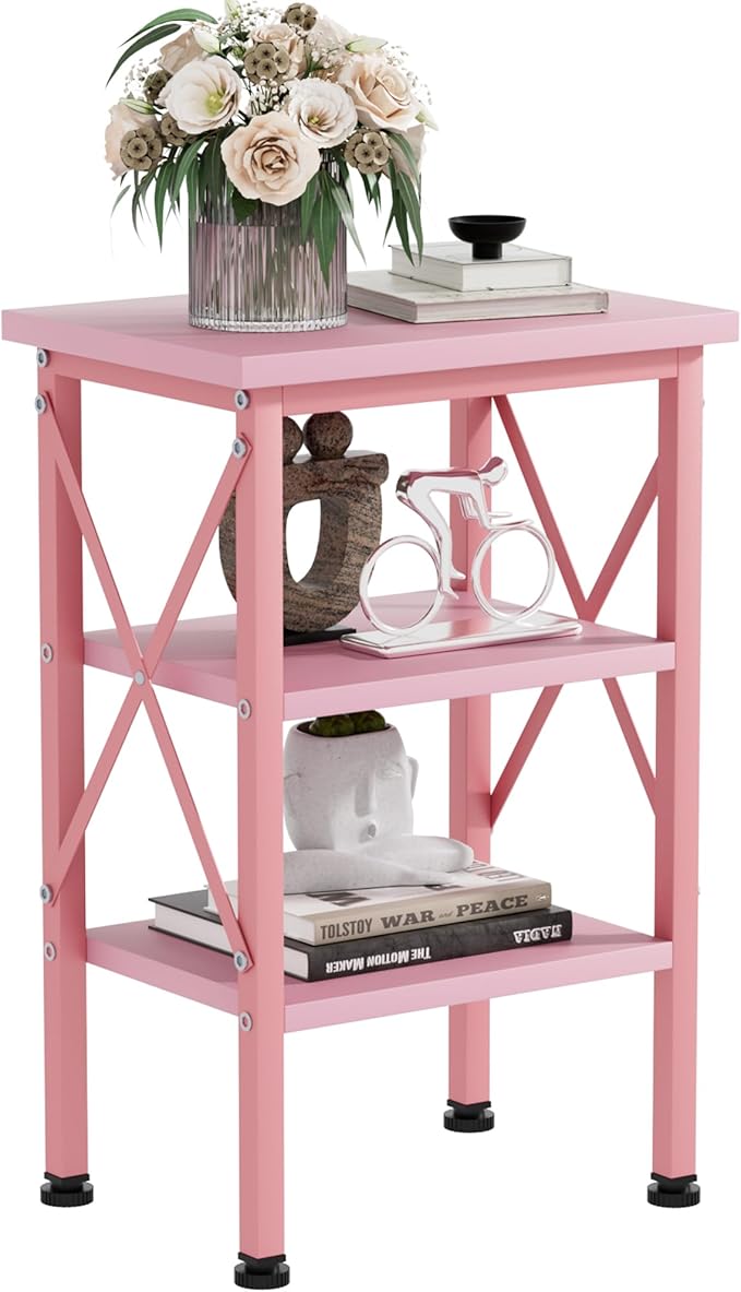 VECELO Modern Nightstands X-Design Side End Table Night Stand with Storage Shelf for Bedroom,Living Room,