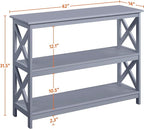 Yaheetech Console Table with 3 Storage Shelves, Entryway Table Sofa Side Table Narrow Long Bookshelf for Hallway Living Room, Accent Furniture, Gray