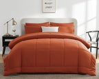 CozyLux Full Size Comforter Sets Terracotta, 7 Pieces Bed in a Bag, Burnt Orange Fall Comforter Full Size, All Season Bedding Sets with Stitch Quilted Comforter, Flat Sheet, Fitted Sheet, Pillowcases