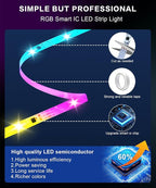 Tenmiro 65.6FT Upgrade Smart IC LED Strip Lights, 213 Dynamic Lighting Effects DIY Multicolor Music Sync Color Changing LED Lights for Bedroom Ceiling Christmas Hallowmas Party Gaming Decor 65.6FT