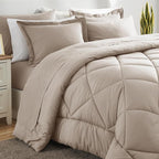 CozyLux Queen Comforter Set Linen - Bed in a Bag Queen Size 7 Pieces, Luxury Soft Bed Set for All Seasons, Bedding Set with Down Alternative Comforter, Sheets, Pillowcases & Shams