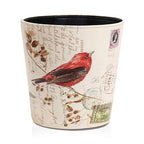 PU Leather Small Trash Can Wastebasket, Round Garbage Container Basket for Bathrooms, Laundry Room, Kitchens, Offices, Kids Rooms, Bedrooms,Dorms,Home Decorative Art Bin, 2.9 Gallon(Bird Design)