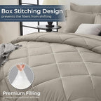 HEVUMYI Oatmeal Twin-XL Comforter Set - 5-Piece All Season Bed in a Bag Twin-XL, Ultra Soft Bedding Set with Comforter, Flat Sheet, Fitted Sheet, Pillowcases, Pillow Shams