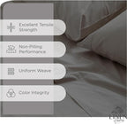 Linen Home 100% Cotton Percale Sheets California King Size, Charcoal, Deep Pocket, 4 Pieces Set - 1 Flat, 1 Deep Pocket Fitted Sheet and 2 Pillowcases, Crisp Cool and Strong Bed Linen