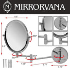 Wall Mounted Bathroom Makeup & Shaving Mirror, Double Sided 5X & 1X Magnification, 13-Inch Extension Swivel Arm, Oval 6.6" x 8.6" Glass Area, Chrome