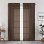 OWENIE Sheer Chocolate Curtains, Sheer Curtains 78 inch Length 2 Panels Set, Rod Pocket Voile Fimly Sheer Drapes for Living Room/Bedroom, 2pcs, Each 42" W x 78" L