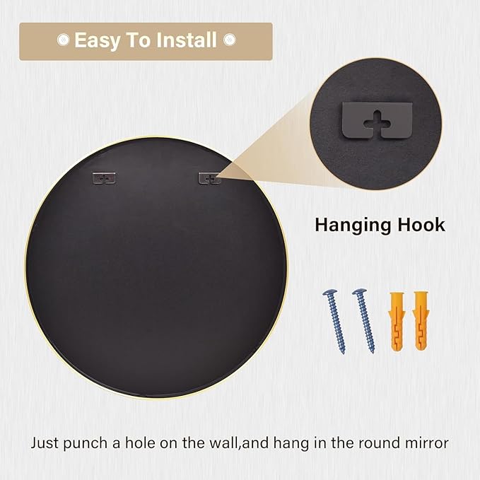 HARRITPURE Round Mirror 36 Gold Wall Mounted Circle Mirrors Vanity Mirror with Brushed Aluminum Alloy Frame Modern Decoration for Bathroom, Living Room, Vanity, Bedroom, Entryway