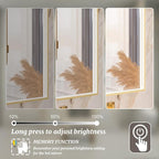 60x36 Inch LED Bathroom Mirror, Gold Metal Framed Lighted Mirror for Bathroom, Wall Mouted LED Vanity Mirror with Lights, 3 Colors and Stepless Dimmable, Anti-Fog, Memory