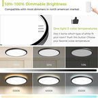 1PACK Flush Mount LED Ceiling Light Fixture Black, 20Inch 45Watt, Dimmable & 3000K-4500K-6000K 3 Color Selectable Ceiling Lamp 4500LM Low Profile Ceiling Light for Kitchen Bedroom Hallway Porch