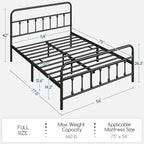 Yaheetech Classic Metal Platform Bed Frame Mattress Foundation with Victorian Style Iron-Art Headboard/Footboard/Under Bed Storage/No Box Spring Needed/Full Size Black