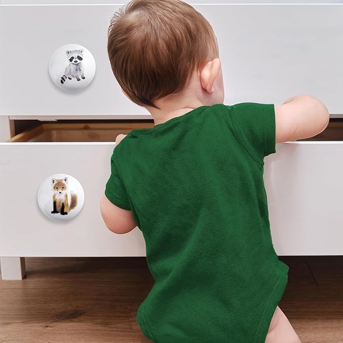 6 Pack 1.5" Safari Animal Ceramics Nursery Kids Cute Funky Decorative Cabinet Dresser Drawer Knobs (Hedgehog)
