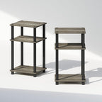 Furinno Just 3-Tier Turn-N-Tube Open Storage Nightstand, 2-Pack, Plastic Poles, French Oak/Black