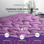 SLEEP ZONE Cooling Mattress Topper Twin XL for College Dorm, Premium Zoned Quilted Mattress Pad, Fitted Mattress Protector Cover Washable, Deep Pocket 8-21 inch, Purple, Twin XL