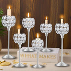 Crystal Candle Holders Set of 16 for Wedding Centerpieces Gold Or Silver Candle Holders Bulk Decorative Tealight Candle Holder for Wedding, Party,Table Centerpieces Decoration (Silver, 2 Sets(6 Pcs))