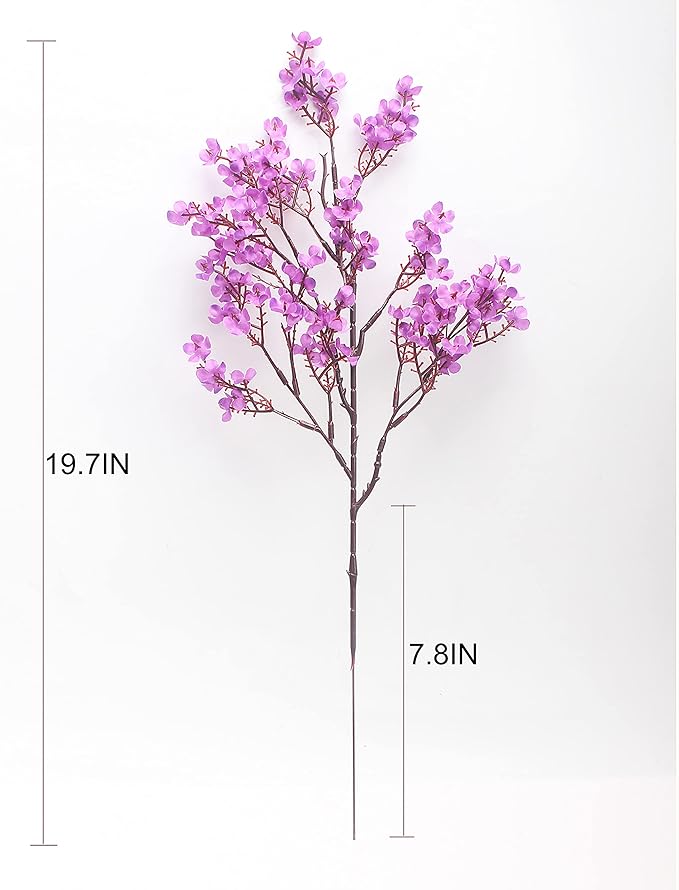 JAKY-Global Babys Breath Fabric Cloth Artificial Flowers 6 Bundle European Fake Silk Plants Decor Wedding Party Decoration Bouquets Real Touch DIY Home Garden(Purple)