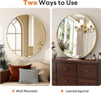 Sweetcrispy Round Bathroom Mirror 20 Inch Gold Metal Framed Wall Mounted Circle Vanity Mirror for Bathroom, Bedroom, Living Room, Entryway, Anti-Rust, Modern Decorative, Hanging or Leaning