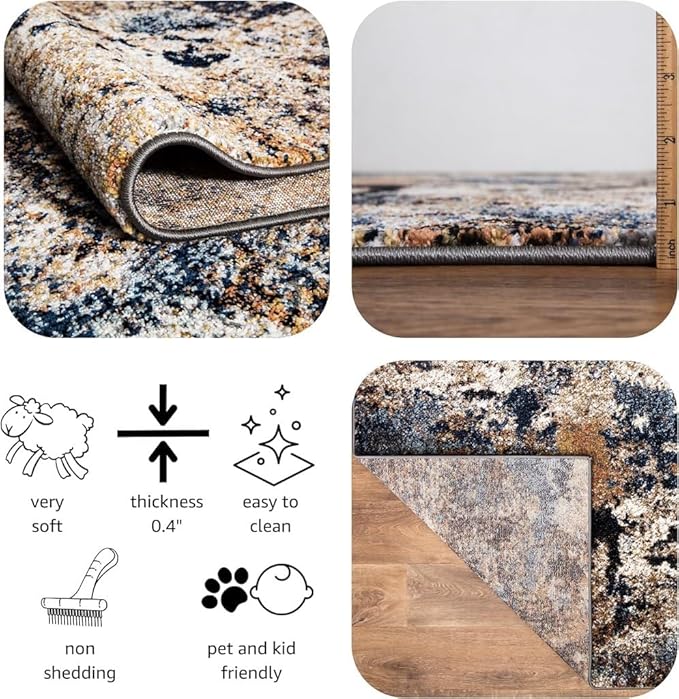 Keen Home Design Area Runner Rugs - 2x12 Non-Shedding, Abstract Runner for Kitchen, Living Room, Bedroom, Dining Room, Entryway - Size: 2'8" x 11'11", Multi